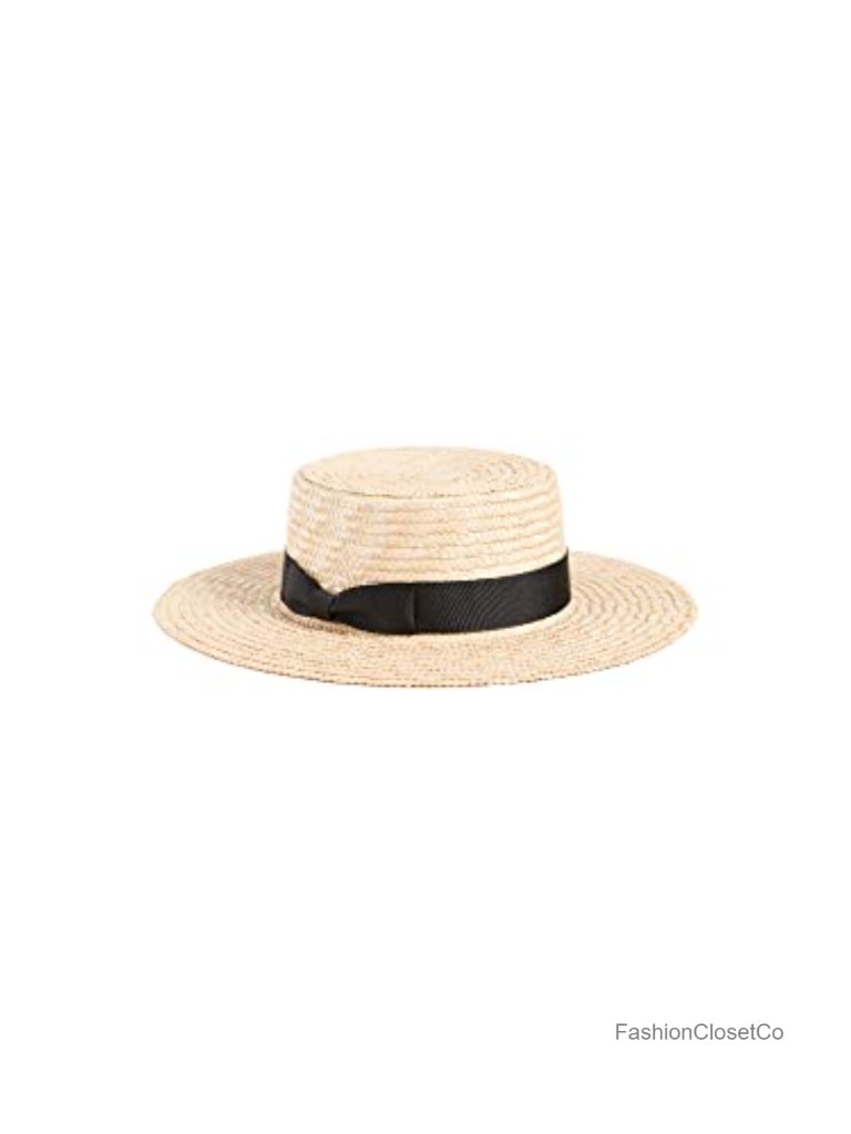 Straw Sun Hat With Grosgrain Trim, Structured Silhouette, Upf 50